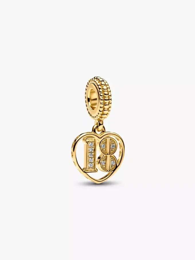 18th Celebration Dangle Charm, 14-karätig vergoldet 18th Celebration Dangle Charm, 14-karätig vergoldet