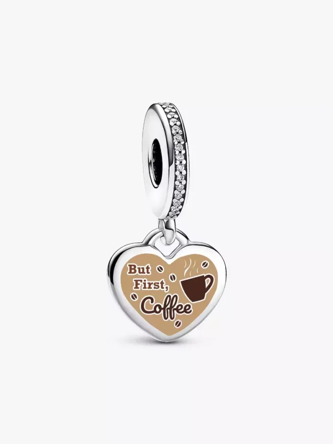 Aber zuerst: Dangle Charm aus Sterlingsilber Aber zuerst: Dangle Charm aus Sterlingsilber