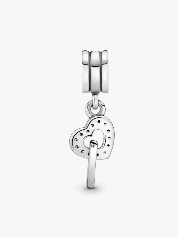 Anhänger mit ineinander verschlungenen Herzen als Dangle Charm aus Sterlingsilber Anhänger mit ineinander verschlungenen Herzen als Dangle Charm aus Sterlingsilber