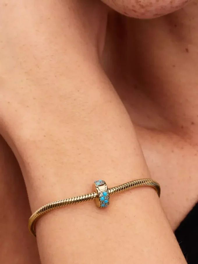 Aquablauer Clip Charm, 14 Karat vergoldet Aquablauer Clip Charm, 14 Karat vergoldet