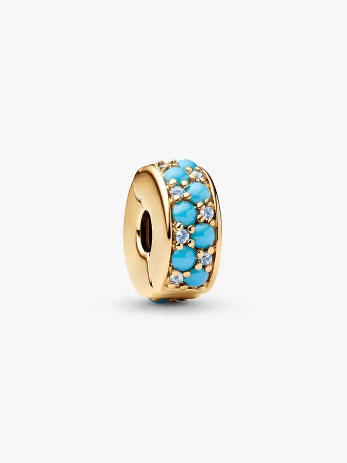 Aquablauer Clip Charm, 14 Karat vergoldet Aquablauer Clip Charm, 14 Karat vergoldet