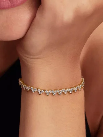 Armband mit dreifachem Steinhart 14-karätige Vergoldung