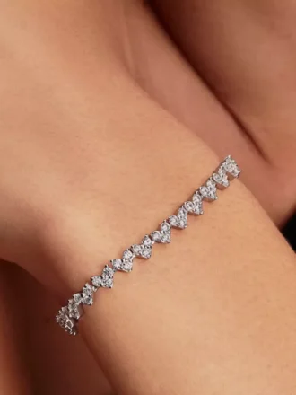 Armband mit dreifachem Steinherz aus Sterlingsilber