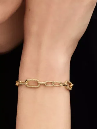 Armband mit feiner Gliederkette, 14-karätig vergoldet