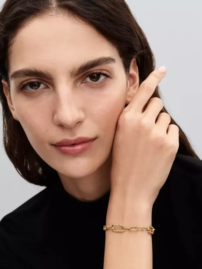 Armband mit feiner Gliederkette, 14-karätig vergoldet