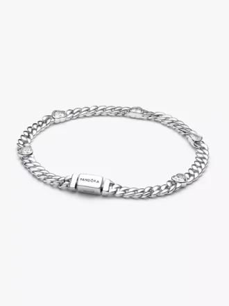 Armband mit Herz-Cuban-Kette aus Sterlingsilber