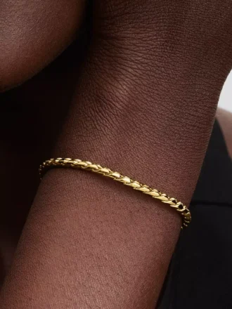 Armband mit rundem Verschluss und Flügelkette, 14-karätig vergoldet