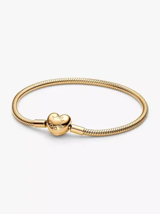 Armband mit Snake Chain und Herzverschluss, 14 Karat vergoldet