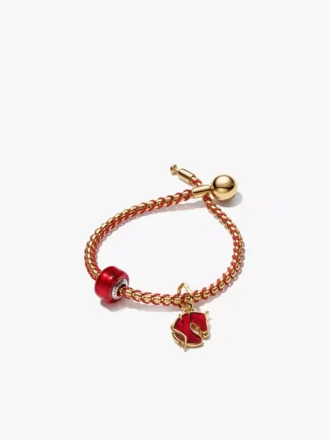 Armband-Set aus rotem Murano Glass & Feuerpferd 3er-Set