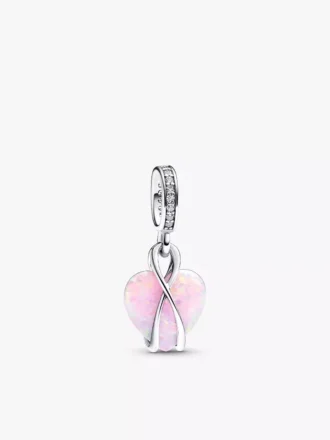 Armband-Set mit opalisierendem Herz-Dangle Charm für Mütter, 2er-Set
