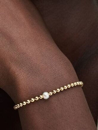 Armbänder mit behandelten Süßwasser-Zuchtperlen und Perlen – 14-karätige Vergoldung