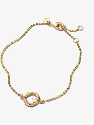 Armbänder mit organisch geformtem Pavé-Kreis und behandelter Süßwasser-Zuchtperle – 14-karätige Vergoldung