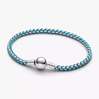 Armband mit blauer Kordel und Snake Chain aus Sterlingsilber
