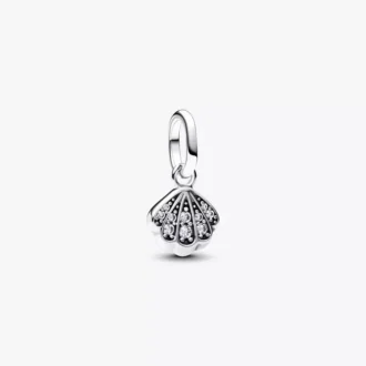 Funkelnder Mini-Dangle Charm in Muschelform aus Sterlingsilber