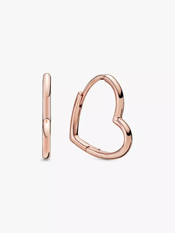 Asymmetrische Herz-Ohrringe, 14 Karat Roségold-Beschichtung