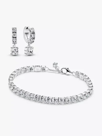 Auffälliges, funkelndes Tennis-Armband- und Ohrring-Set (2er-Set)