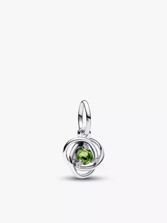 Endgültiger Verkauf – Frühlingsgrüner Eternity Circle Dangle Charm aus Sterlingsilber