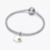 August gravierbarer Herz-Dangle Charm mit frühlingsgrünem Stein, Sterlingsilber August gravierbarer Herz-Dangle Charm mit frühlingsgrünem Stein, Sterlingsilber
