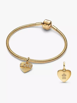 „Be Love“ gravierbares goldenes Herz-Charm-Armband-Set, 2er-Set „Be Love“ gravierbares goldenes Herz-Charm-Armband-Set, 2er-Set