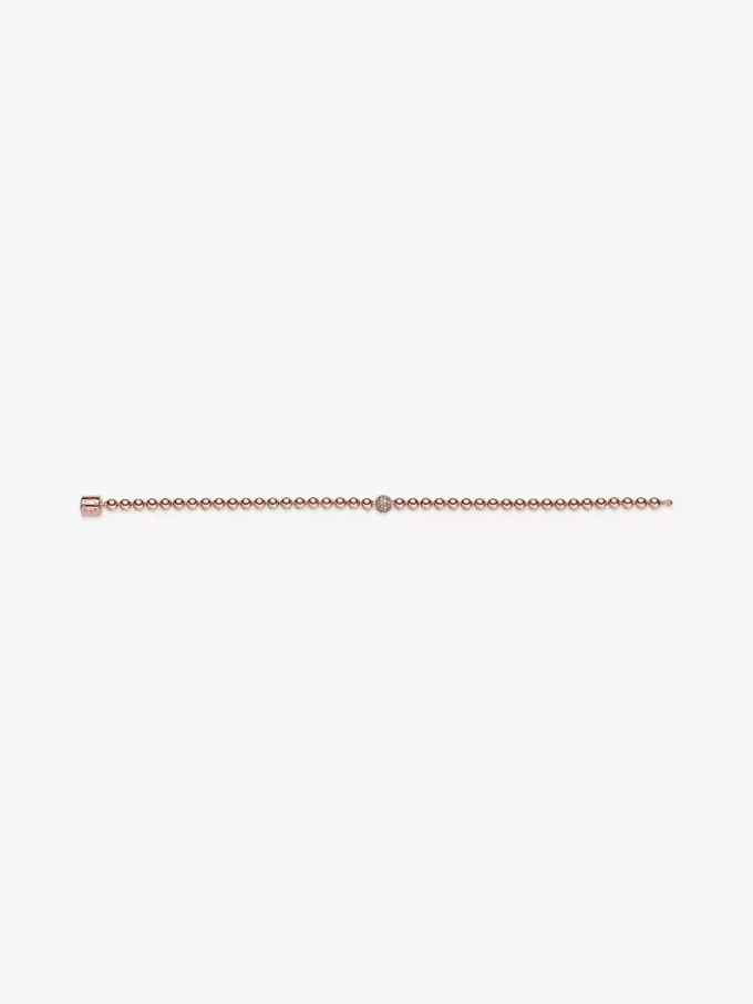 Beads & Pavé-Armband, 14 Karat Roségold-Beschichtung Beads & Pavé-Armband, 14 Karat Roségold-Beschichtung