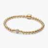 Beads & Pavé Armband – 14 Karat vergoldet