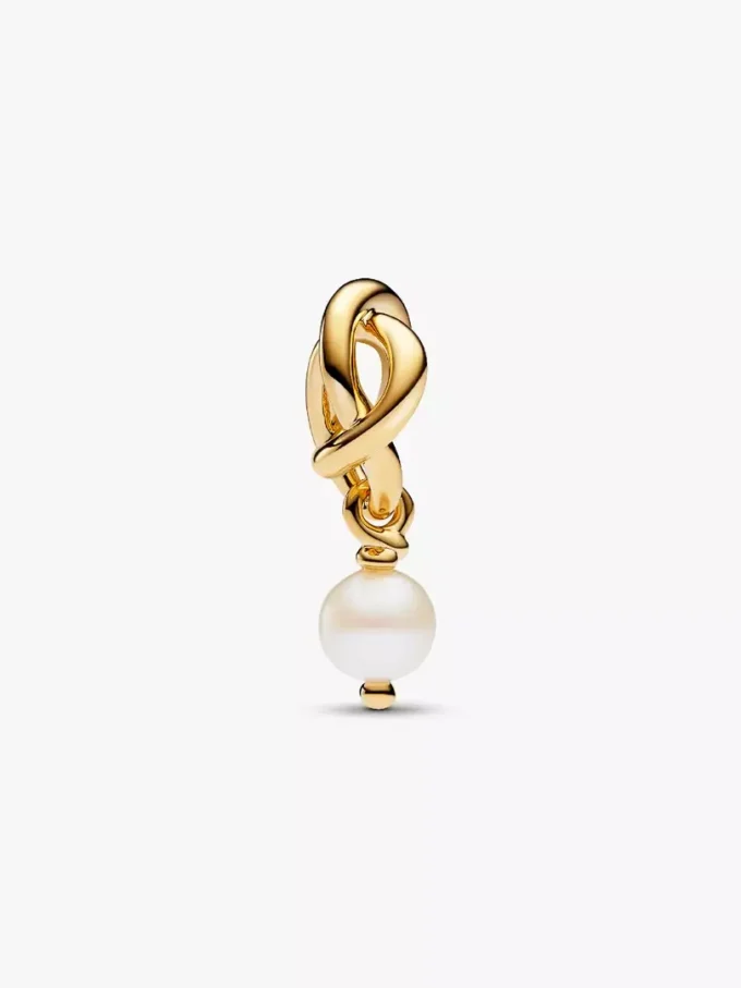 Behandelter Süßwasser-Zuchtperlen-Dangle Charm in Eternity-Circle-Form, 14-karätig vergoldet Behandelter Süßwasser-Zuchtperlen-Dangle Charm in Eternity-Circle-Form, 14-karätig vergoldet