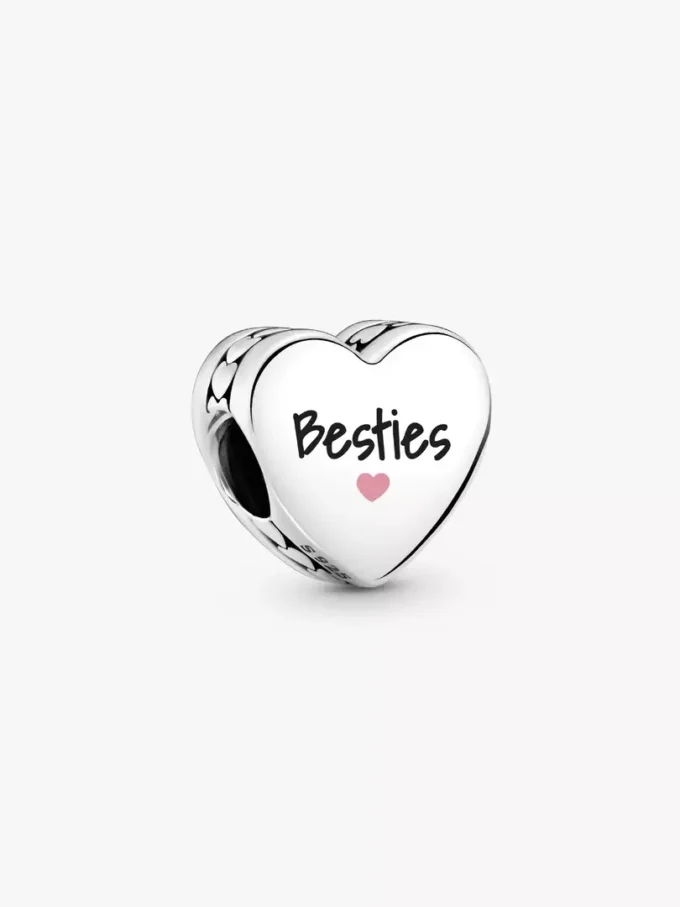 „Besties“-Herz-Charm aus Sterlingsilber „Besties“-Herz-Charm aus Sterlingsilber