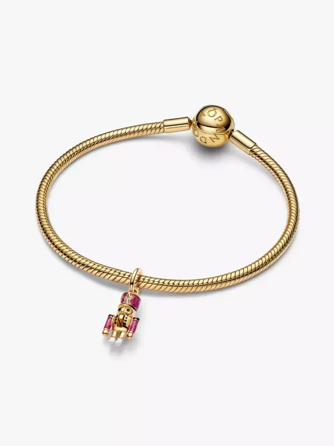 Beweglicher Nussknacker-Dangle Charm, 14-karätig vergoldet