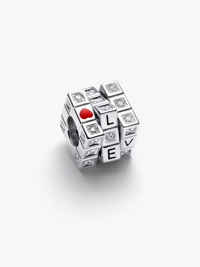 Beweglicher Spielzeugwürfel-Charm aus Sterlingsilber Beweglicher Spielzeugwürfel-Charm aus Sterlingsilber