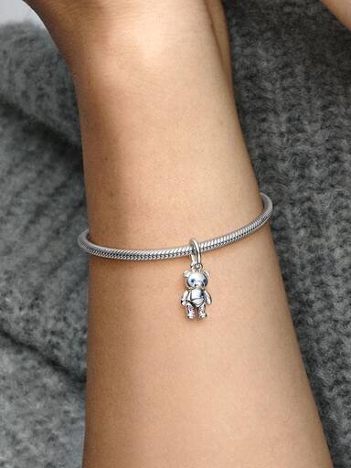 Beweglicher Teddybär-Dangle Charm – Sterlingsilber Beweglicher Teddybär-Dangle Charm – Sterlingsilber