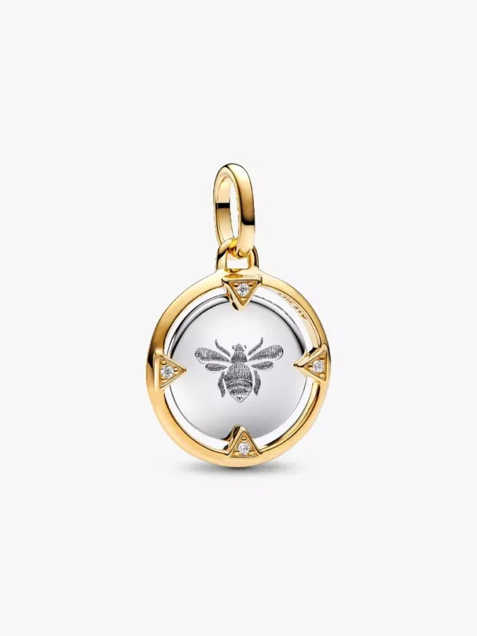 Bienenmedaillon-Charm aus Sterlingsilber, 14-karätig vergoldet Bienenmedaillon-Charm aus Sterlingsilber, 14-karätig vergoldet