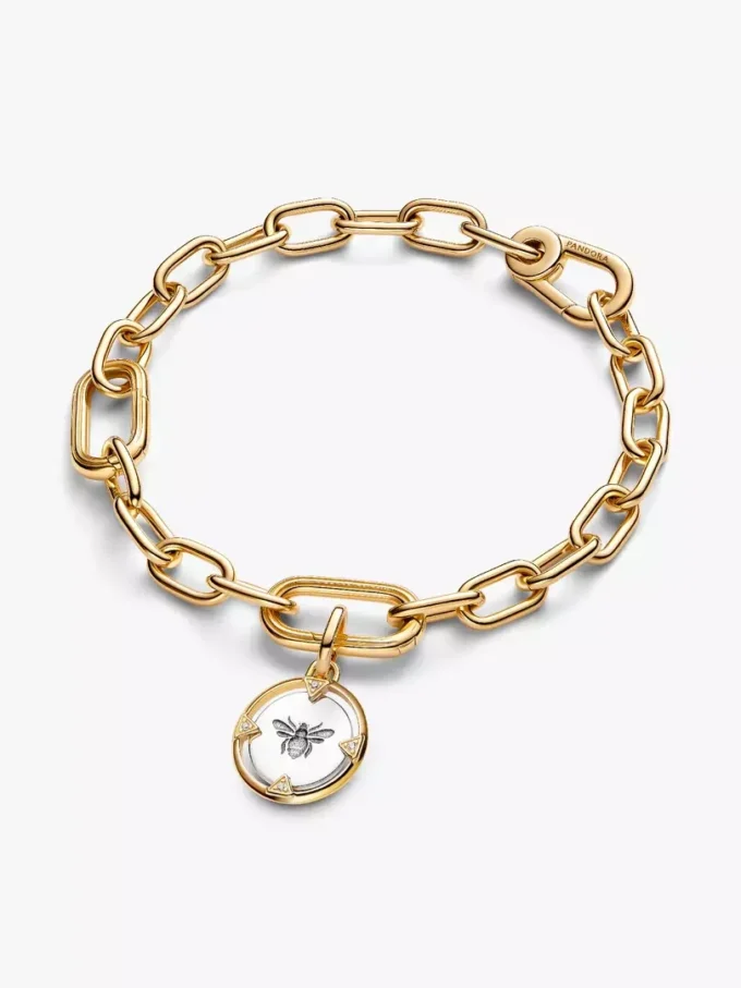 Bienenmedaillon-Charm aus Sterlingsilber, 14-karätig vergoldet Bienenmedaillon-Charm aus Sterlingsilber, 14-karätig vergoldet
