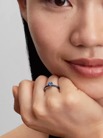 Blauer Chakra-Herzring aus Sterlingsilber