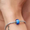 Blauer Mini-Murano Glass Charm aus Sterlingsilber
