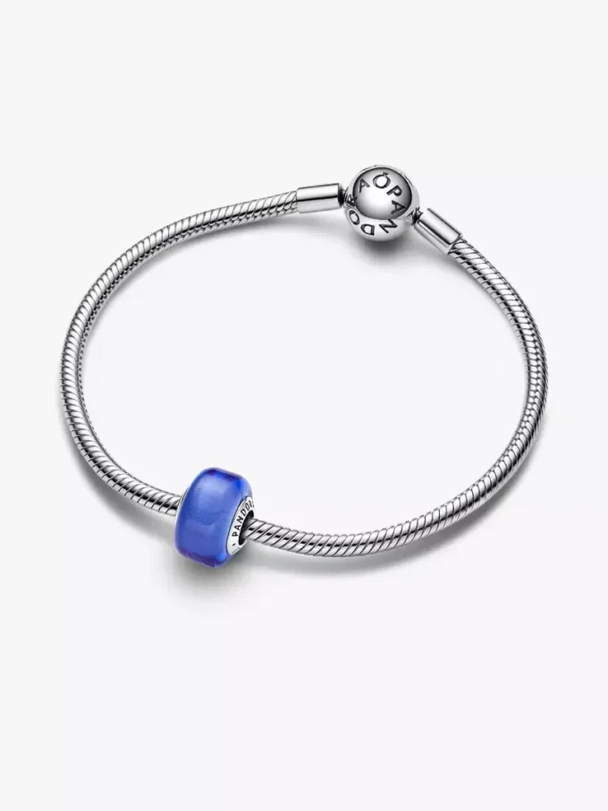 Blauer Mini-Murano Glass Charm aus Sterlingsilber