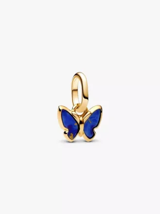 Blauer Schmetterling Mini-Dangle Charm, 14 Karat vergoldet Blauer Schmetterling Mini-Dangle Charm, 14 Karat vergoldet