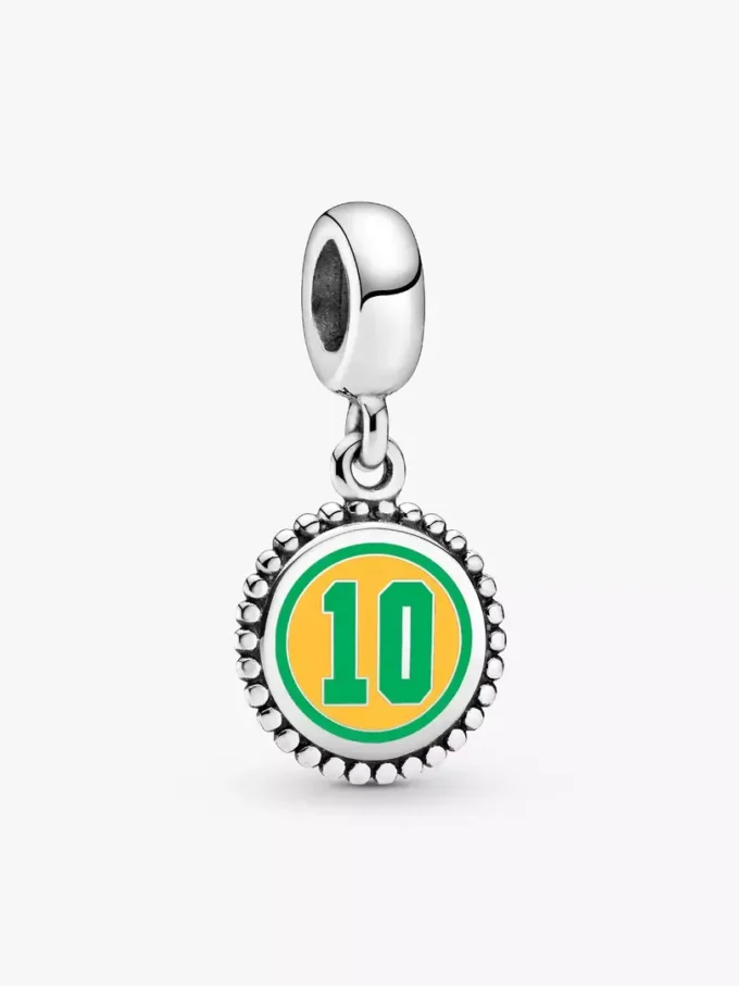 Brasilien #10 Fußball-Charm aus Sterlingsilber Brasilien #10 Fußball-Charm aus Sterlingsilber