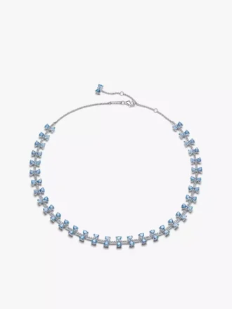 Bridgerton-Halskette mit blauer Schleife aus Sterlingsilber