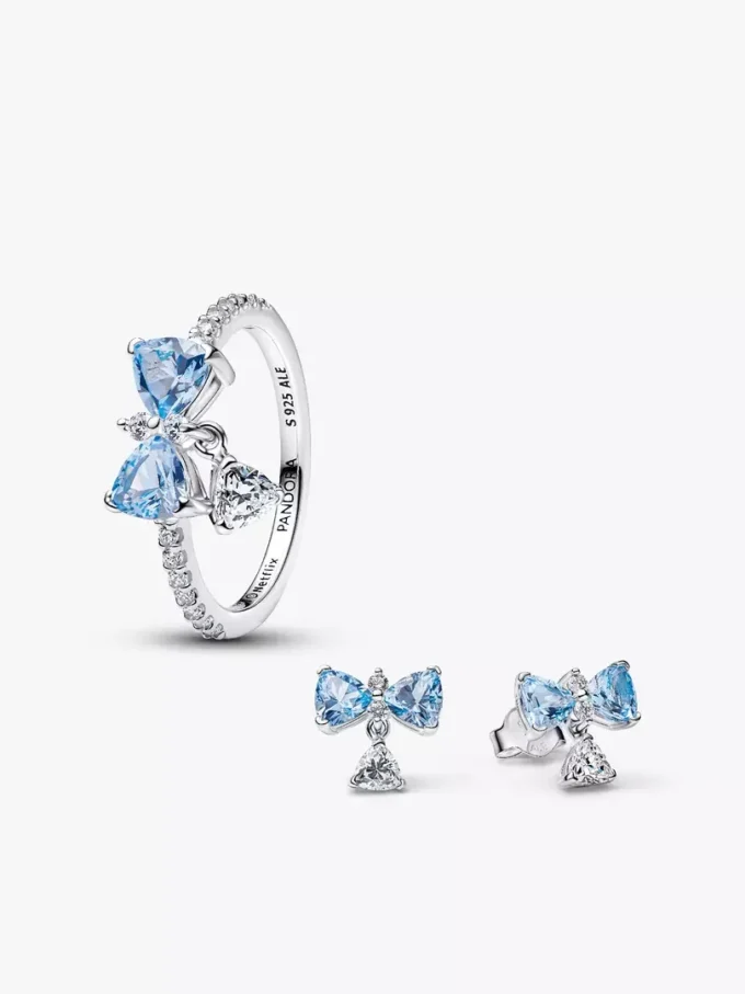 Bridgerton-Schmuckset mit blauer Schleife, 2er-Set