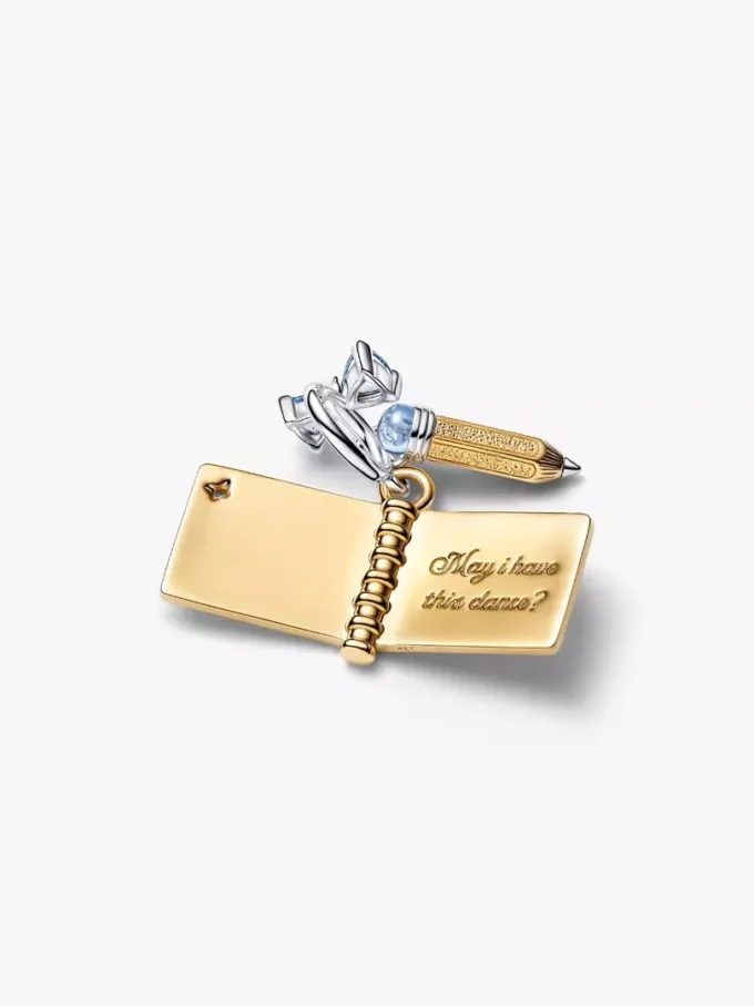 Bridgerton-Tanzkarte & Bleistift-Dangle Charm aus Sterlingsilber, 14 Karat vergoldet Bridgerton-Tanzkarte & Bleistift-Dangle Charm aus Sterlingsilber, 14 Karat vergoldet