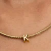 Buchstabe K als Alphabet-Charm, 14-karätig vergoldet Buchstabe K als Alphabet-Charm, 14-karätig vergoldet