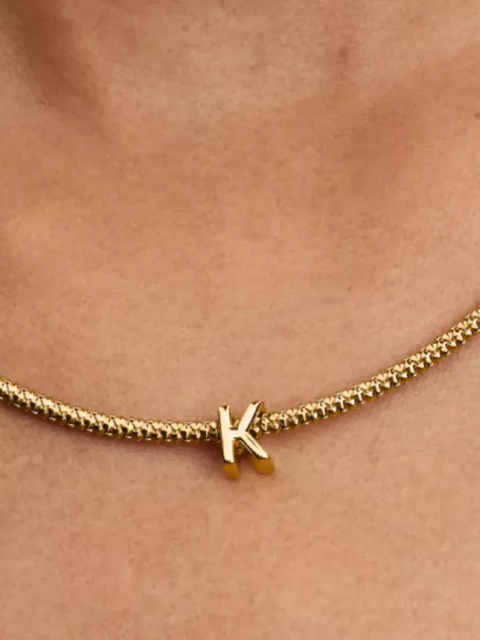 Buchstabe K als Alphabet-Charm, 14-karätig vergoldet Buchstabe K als Alphabet-Charm, 14-karätig vergoldet