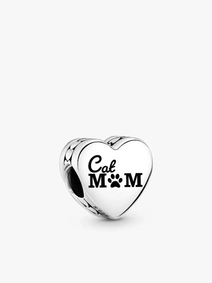 „Cat Mom Heart“-Charm aus Sterlingsilber „Cat Mom Heart“-Charm aus Sterlingsilber