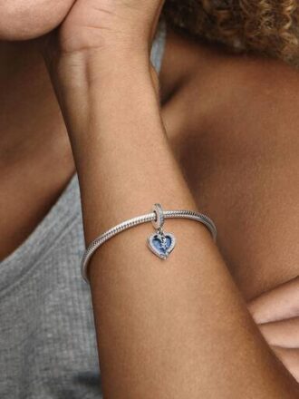 Celestial Shooting Star Heart Double Dangle Charm – Sterlingsilber Celestial Shooting Star Heart Double Dangle Charm – Sterlingsilber