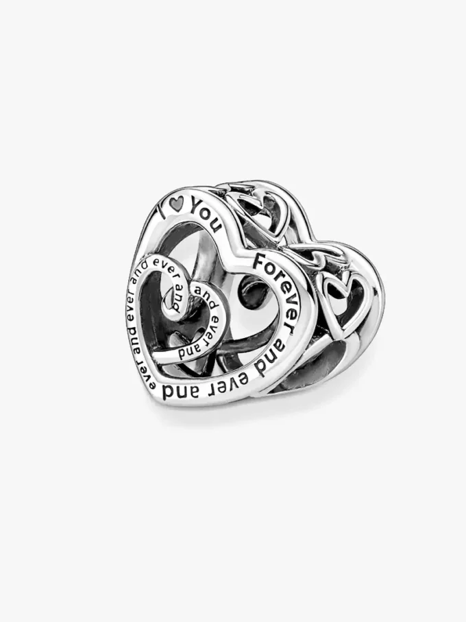 Charm „Entwined Infinite Hearts“ aus Sterlingsilber Charm „Entwined Infinite Hearts“ aus Sterlingsilber