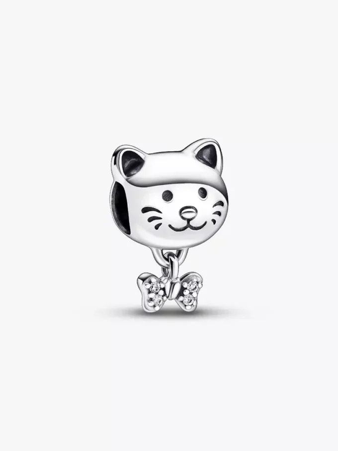 Charm „Hauskatze & Schleife“ aus Sterlingsilber Charm „Hauskatze & Schleife“ aus Sterlingsilber