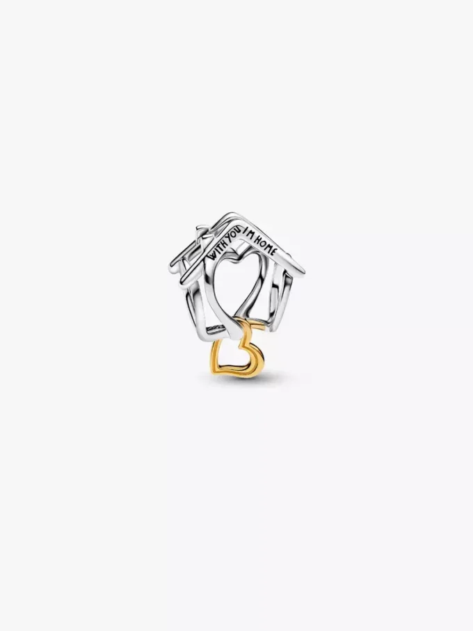 Charm „Home & Heart“ aus Sterlingsilber, 14-karätig vergoldet Charm „Home & Heart“ aus Sterlingsilber, 14-karätig vergoldet
