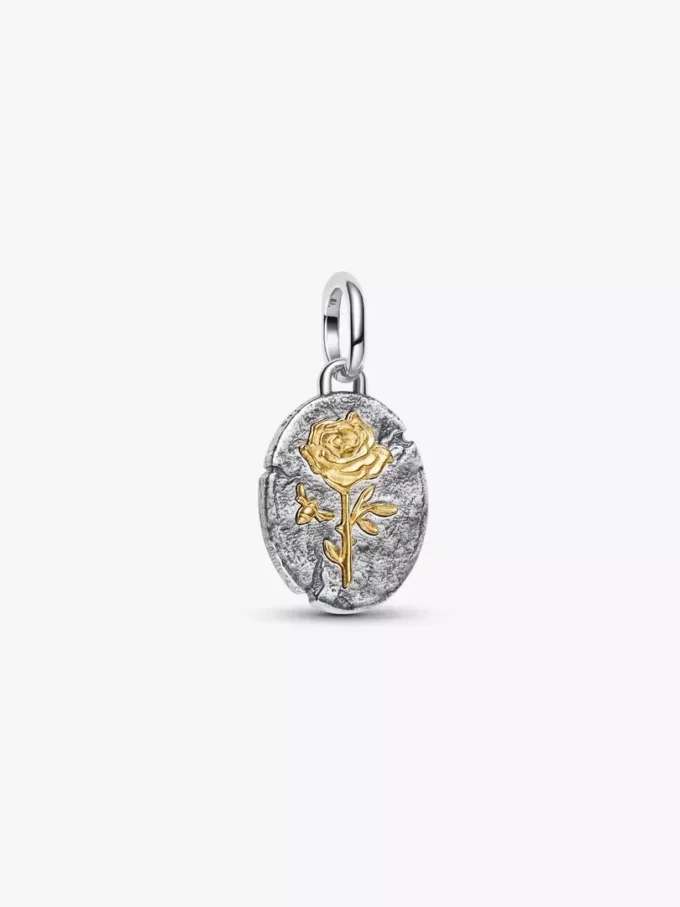 Halskette mit Rosenmedaillon-Charm, 2er-Set