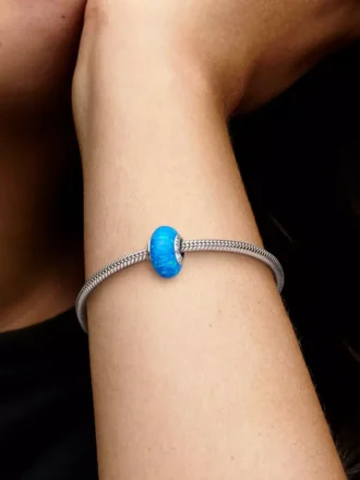 Charm „Opalescent Ocean Deep Blue“ aus Sterlingsilber
