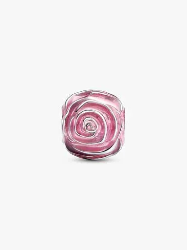 Charm „Pink Rose in Bloom“ – Sterlingsilber Charm „Pink Rose in Bloom“ – Sterlingsilber